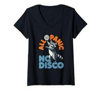 Womens Funny Raccoon All Panic No Disco V-Neck T-Shirt