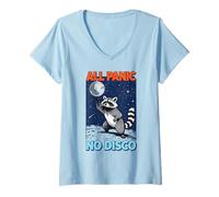 Womens Funny Raccoon All Panic No Disco V-Neck T-Shirt