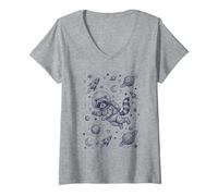 Women's Funny Raccoon Astronaut Space V-Neck T-Shirt