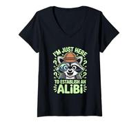 Womens Funny Raccoon Detective Alibi Joke Novelty Investigator Fun V-Neck T-Shirt