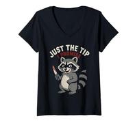 Womens Funny Raccoon Just The Tip I Promise Halloween V-Neck T-Shirt