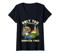 Women's Funny Raccoon Meme You Can Prevent Dumpster Fire Trash Panda V-Neck T-Shirt