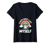 Women's Funny Raccoon Saying 0 Days Since I Last Pooped Myself V-Neck T-Shirt