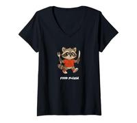 Womens Funny Raccoon - Shirt, Shoes, Waiting on The Food V-Neck T-Shirt