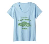 Women's Funny Raccoon Sometimes I Just Don't Nope Vintage Lazy V-Neck T-Shirt