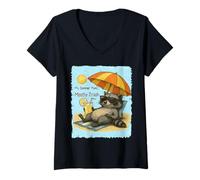 Womens Funny Raccoon Summer Plans Mostly Trash Humor V-Neck T-Shirt