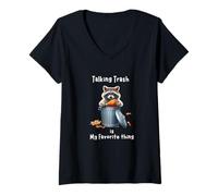 Womens Funny Raccoon - Talking Trash is My Favorite Thing V-Neck T-Shirt