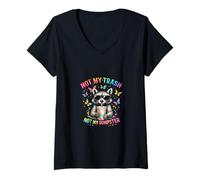 Women's Funny Racoon Design, Inspirational Quotes V-Neck T-Shirt