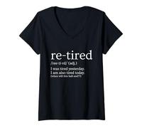 Women's Funny Re-Tired Definition Funny, Exhausted Humor V-Neck T-Shirt