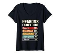 Women's Funny Reasons I Can't Cook Burned It Takeout Chart V-Neck T-Shirt