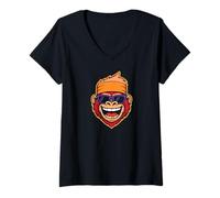 Womens Funny Red Smiling Gorilla Funky Gym Monkey V-Neck T-Shirt