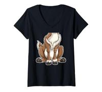Womens Funny Reindeer Adult Kids Men Women Brown Deer Costume V-Neck T-Shirt