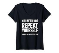 Womens Funny Repeat Yourself Ignored First Time Statement Saying V-Neck T-Shirt