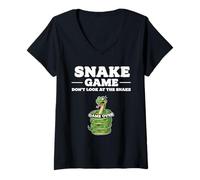 Womens Funny Reptile Serpent Pun Snake Game Don’t Look at The Snake V-Neck T-Shirt