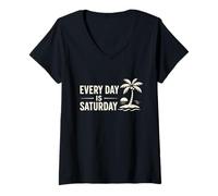 Women's Funny Retired Every Day Saturday Retirement Celebration V-Neck T-Shirt