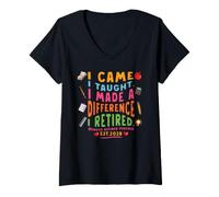 Women's Funny Retired Teacher Came Taught Difference Retirement 2028 V-Neck T-Shirt