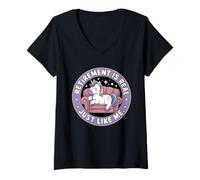 Womens Funny Retired Unicorn Magical Classic Vintage Retirement V-Neck T-Shirt