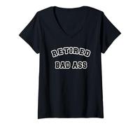 Womens Funny Retirement Gift for Men and Women Retired Bad Ass V-Neck T-Shirt