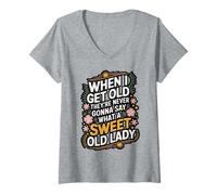 Womens Funny Retirement Party Elderly Parents Older Women Old Lady V-Neck T-Shirt
