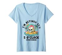 Womens Funny Retirement Retiree i'm retired it's 5 o'clock V-Neck T-Shirt