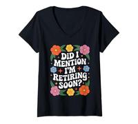 Women's Funny Retiring Soon Retro Floral Quote V-Neck T-Shirt