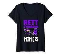 Women's Funny Rett Syndrome Support Rett Warrior Mom V-Neck T-Shirt
