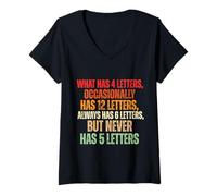 Womens Funny Riddle Wordplay Joke for Grammar Nerds and Teachers V-Neck T-Shirt