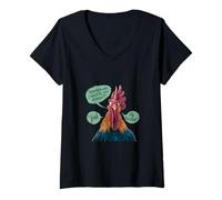 Womens Funny Rooster Saying: 'Remember When? Yeah, Me Neither' V-Neck T-Shirt