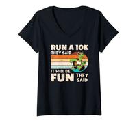 Womens Funny Running Run A 10K They Said It Will Be Fun They Said V-Neck T-Shirt