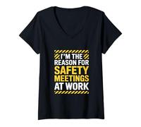 Women's Funny Safety Meetings Saying Sarcastic Industrial Workplace V-Neck T-Shirt