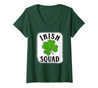 Womens Funny Saint Patricks Day, Cool Bleached Irish Squad V-Neck T-Shirt