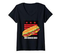 Womens Funny Sandwich Against The DC Flag Punk Rock Parody V-Neck T-Shirt