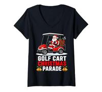 Women's Funny Santa Riding Golf Cart Christmas Parade V-Neck T-Shirt