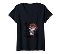 Womens funny sarcastic animal ironic design hug at your own risk V-Neck T-Shirt