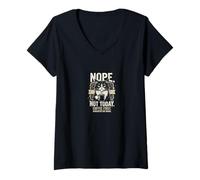 Women's Funny Sarcastic Cat Nope Quote Angry Coffee Mood V-Neck T-Shirt