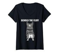 Women's Funny Sarcastic Corgi Butt Behold The Fluff Dog V-Neck T-Shirt