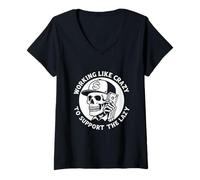Womens Funny Sarcastic Quote for Humorous People Working Like Crazy V-Neck T-Shirt
