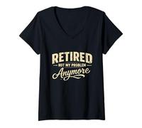 Women's Funny Sarcastic Retired Not My Problem Fun Retirement V-Neck T-Shirt