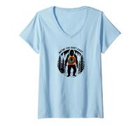 Women's Funny Sarcastic Sasquatch Maybe You Don't Exist Bigfoot V-Neck T-Shirt