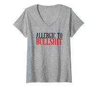 Womens Funny Sarcastic Saying Allergic To Bullshit Humorous Quote V-Neck T-Shirt