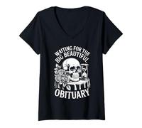 Womens Funny Sarcastic Waiting for The Big Beautiful Obituary V-Neck T-Shirt