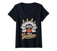 Womens Funny Saying Coffee is My Gasoline Energy Drink Women Men V-Neck T-Shirt