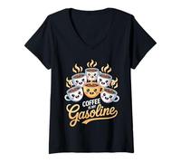 Womens Funny Saying Coffee is My Gasoline Energy Drink Women Men V-Neck T-Shirt