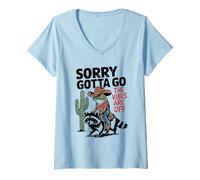 Womens Funny Saying Cowboy Frog Riding Raccoon Weird Vintage Design V-Neck T-Shirt