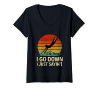 Women's Funny Saying Down Just Sayin Sarcastic Humorous V-Neck T-Shirt