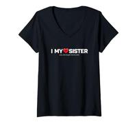 Women's Funny Saying Heart My Sister She Bought This V-Neck T-Shirt