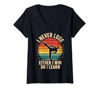 Womens Funny Saying I Never Lose Either I Win or I Learn Women Men V-Neck T-Shirt