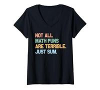 Womens Funny Saying Math Nerdy Joke Not Math Puns Terrible Just Sum V-Neck T-Shirt