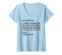Womens Funny Saying Retro Dear Brother I Tried to Find The Best V-Neck T-Shirt