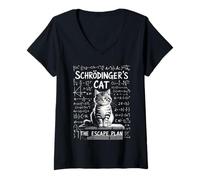 Womens Funny Saying Schrodingers Cat The Escape Plan Joke Women Men V-Neck T-Shirt